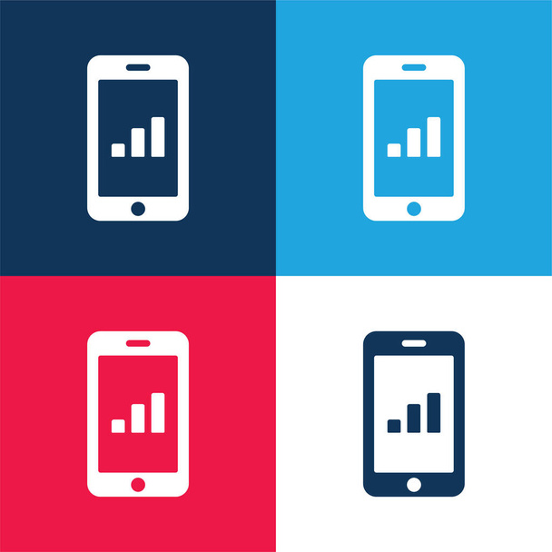 Lišty Grafické On Tablet Obrazovka modrá a červená čtyři barvy minimální ikona nastavena - Vektor, obrázek