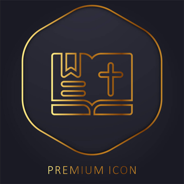 Biblia línea de oro logotipo premium o icono - Vector, imagen