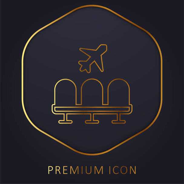 Αεροδρόμιο χρυσή γραμμή πριμοδότηση λογότυπο ή εικονίδιο - Διάνυσμα, εικόνα