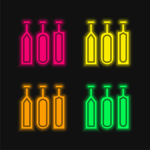 Alkohol vier Farben leuchtenden Neon-Vektor-Symbol - Vektor, Bild