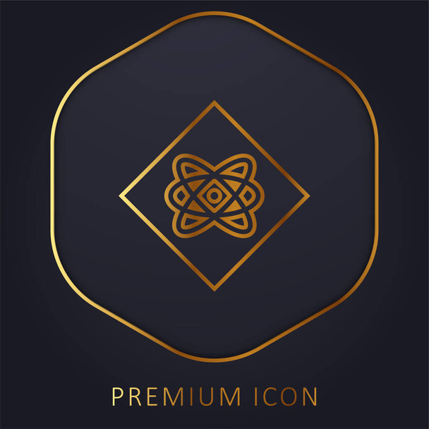 Signo átomo línea dorada logotipo premium o icono - Vector, imagen