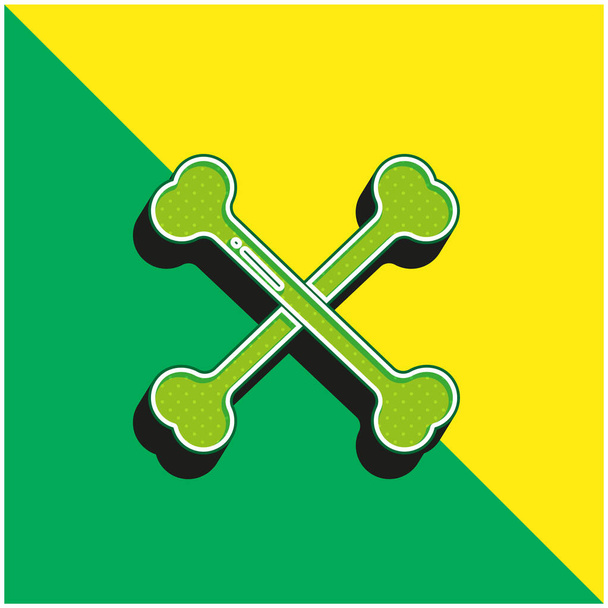 Hueso verde y amarillo moderno vector 3d icono del logotipo - Vector, Imagen