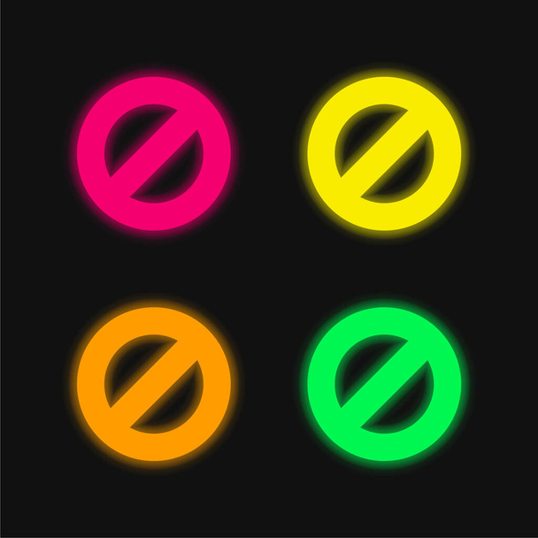 Bloque de cuatro colores brillante icono de vectores de neón - Vector, imagen