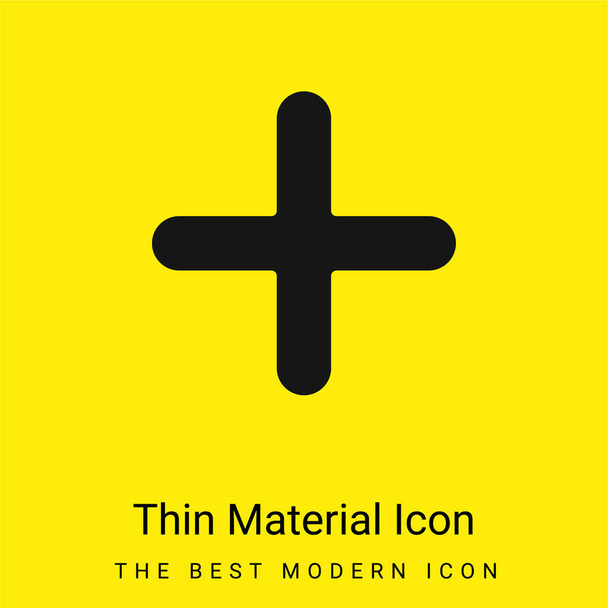 Adicionar ícone de material amarelo brilhante mínimo - Vetor, Imagem