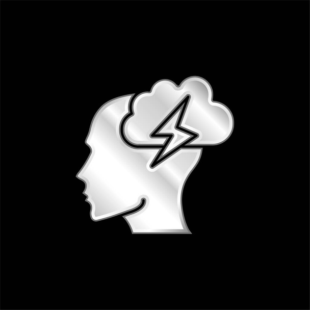 Brainstorm silver plated metallic icon - Vector, Image