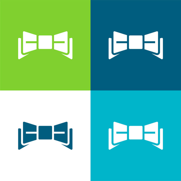 Bow Flat čtyři barvy minimální ikona nastavena - Vektor, obrázek
