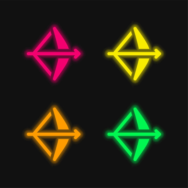 Bow four color glowing neon vector icon - Vector, Image