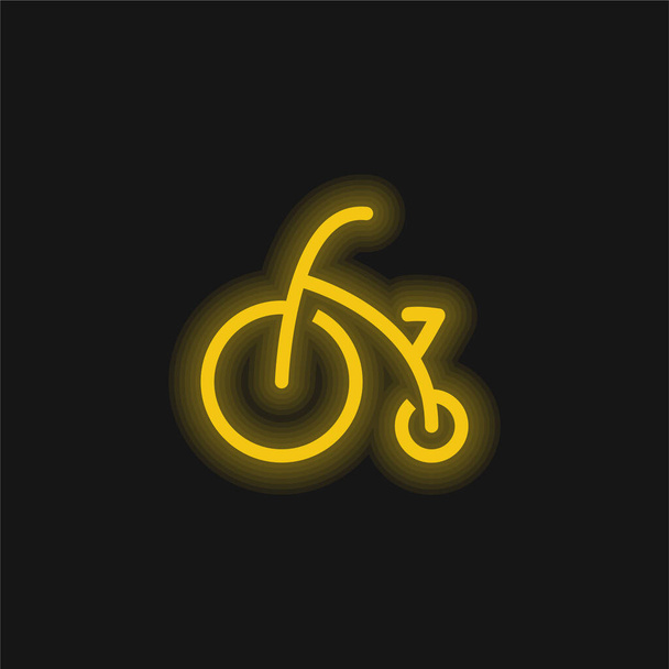 Baby Bike With Training Wheels yellow glowing neon icon - Vector, Image