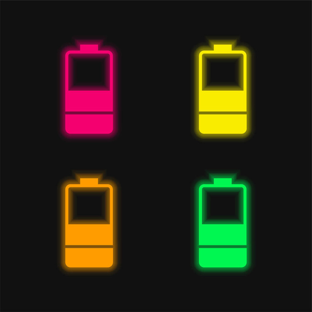 Pil dört renk parlayan neon vektör simgesi - Vektör, Görsel
