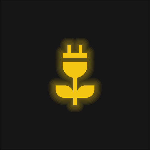 Bioenergy yellow glowing neon icon - Vector, Image