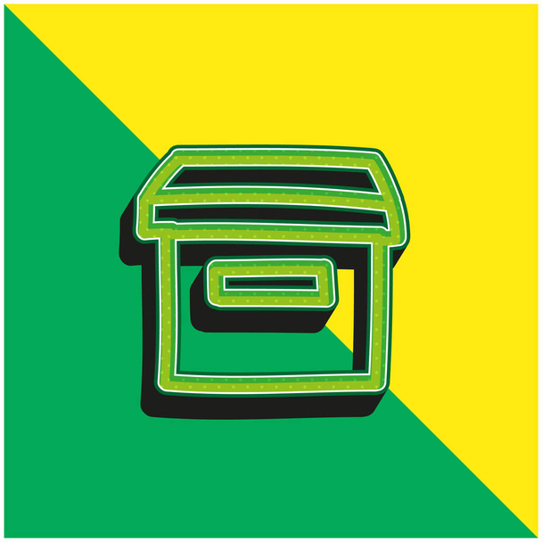 Archive Hand Drawn Box Символ Зеленый и желтый современный 3D логотип векторной иконки - Вектор,изображение