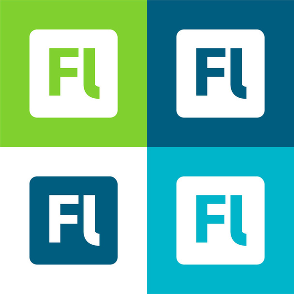Adobe Flash Player Płaskie cztery kolory minimalny zestaw ikon - Wektor, obraz