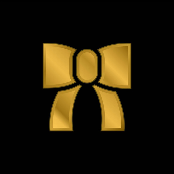 Bow chapado en oro icono metálico o logo vector - Vector, Imagen