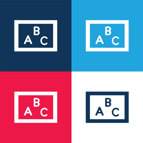 Pizarra azul y rojo conjunto de iconos mínimo de cuatro colores - Vector, Imagen