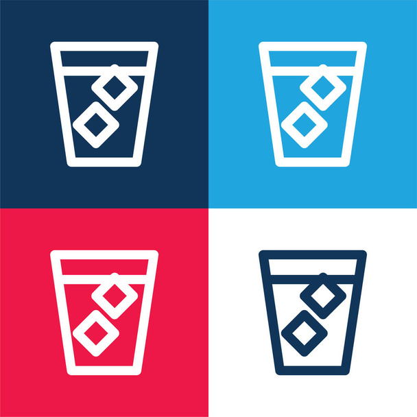 Ensemble d'icônes minimales Big Spirit bleu et rouge quatre couleurs - Vecteur, image