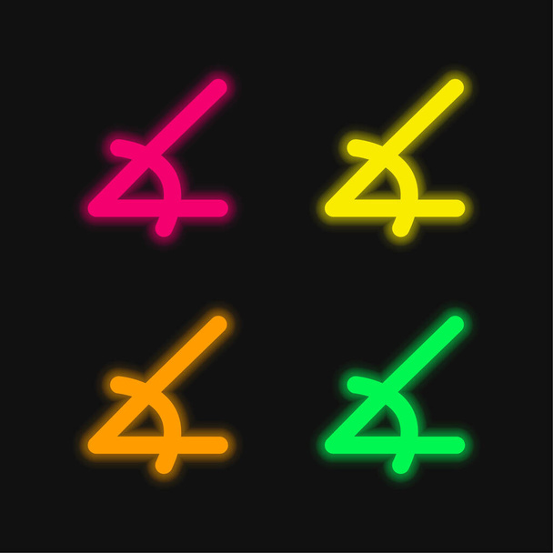 Angle de forme aiguë quatre couleur brillant icône vectorielle néon - Vecteur, image