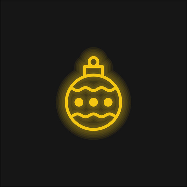 Bauble žlutá zářící neonová ikona - Vektor, obrázek