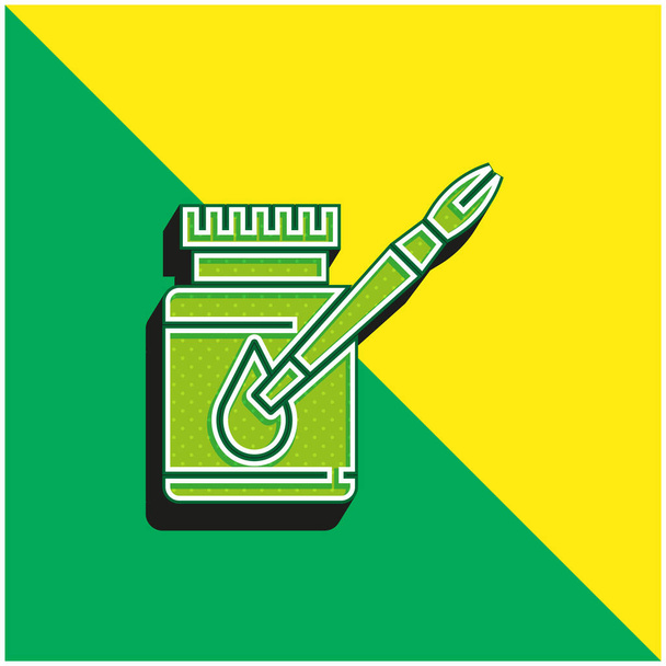 Acrílicos Verde y amarillo moderno vector 3d icono del logotipo - Vector, Imagen