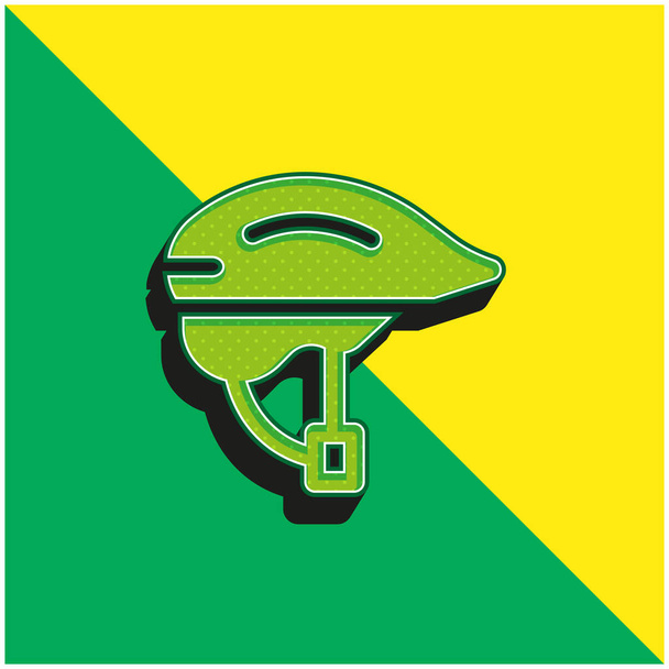 Casco de bicicleta verde y amarillo moderno vector 3d icono logo - Vector, imagen