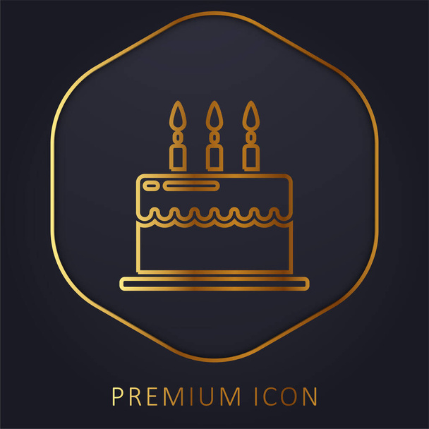 Tort urodzinowy złotej linii logo premium lub ikona - Wektor, obraz