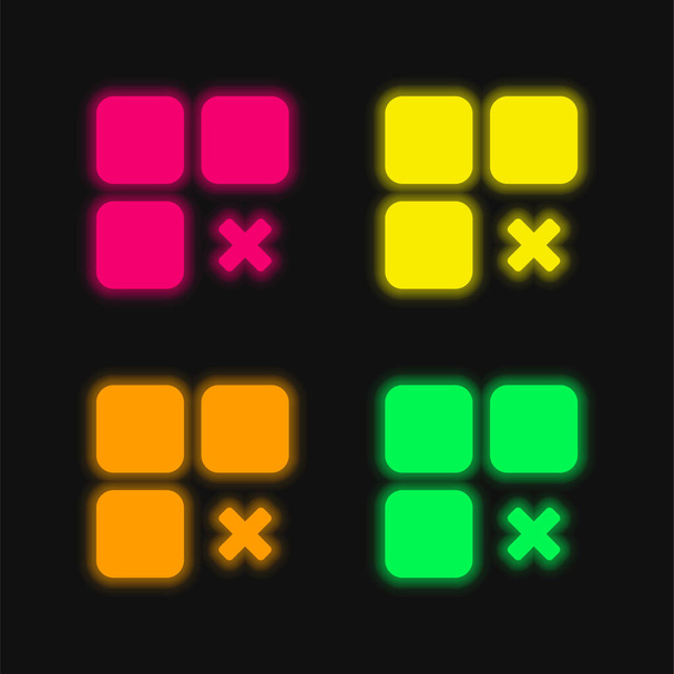 App vier Farbe leuchtenden Neon-Vektor-Symbol - Vektor, Bild