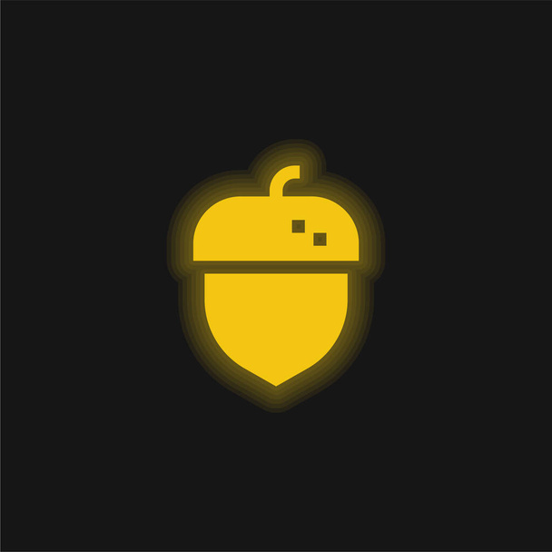 Acorn yellow glowing neon icon - Vector, Image