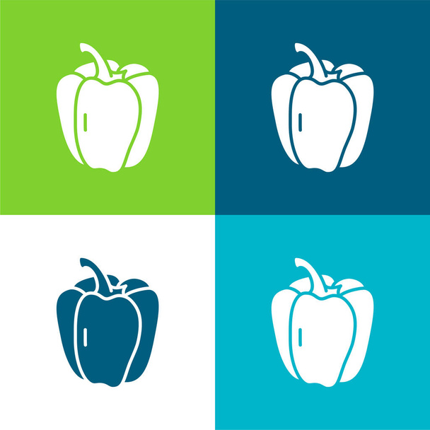 Bell Pepper Flat négy szín minimális ikon készlet - Vektor, kép