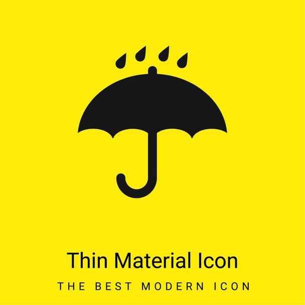 Simbolo di ombrello aperto nero con gocce di pioggia che cadono su di esso icona materiale giallo brillante minimo - Vettoriali, immagini