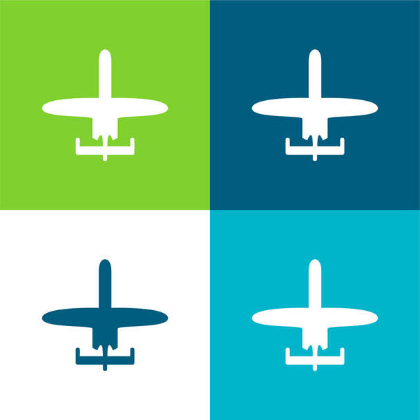 Flugzeug der kleinen Größe Flache vier Farben minimalen Symbolsatz - Vektor, Bild