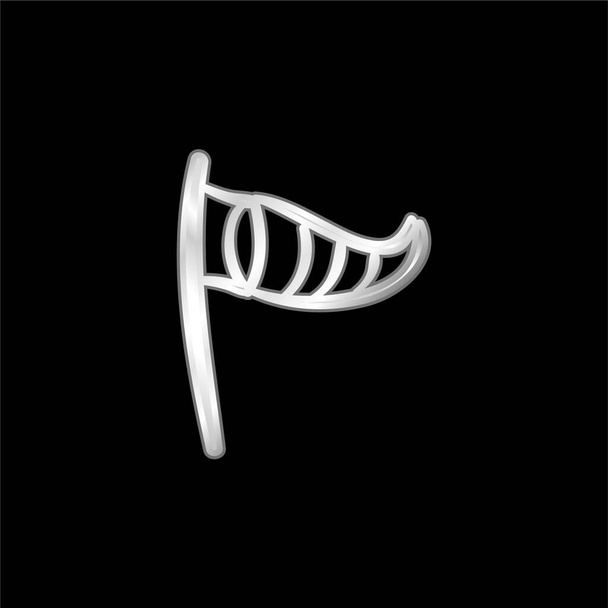 Пляжний вітер гніздо або прапор Смугастий трикутний інструмент Для вітрів срібна металева іконка
 - Вектор, зображення