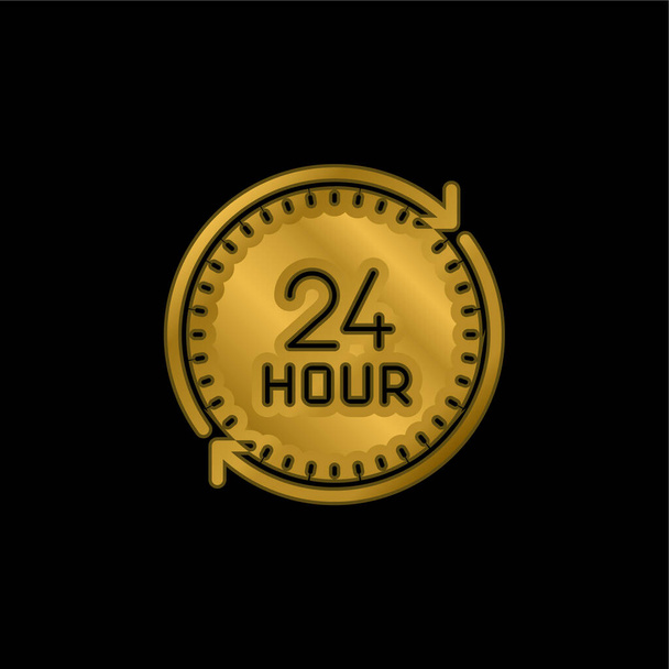 24 tuntia kullattu metallinen kuvake tai logo vektori - Vektori, kuva