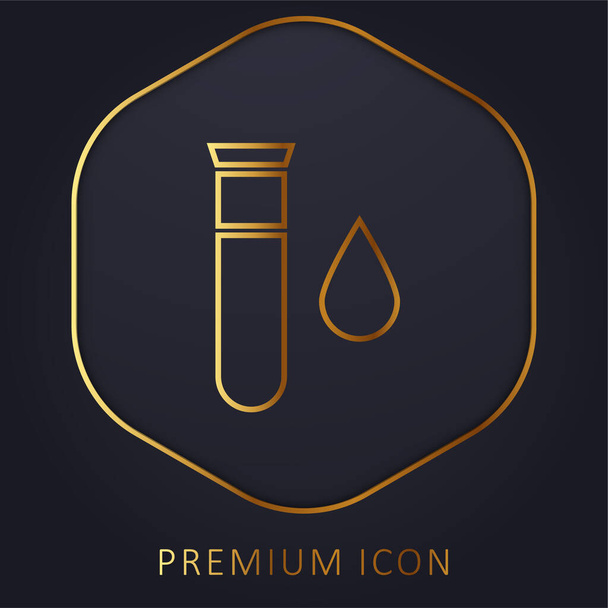 Análisis de sangre línea de oro logotipo premium o icono - Vector, imagen