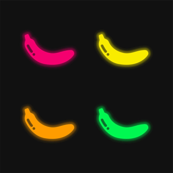 Banana four color glowing neon vector icon - Vector, Image