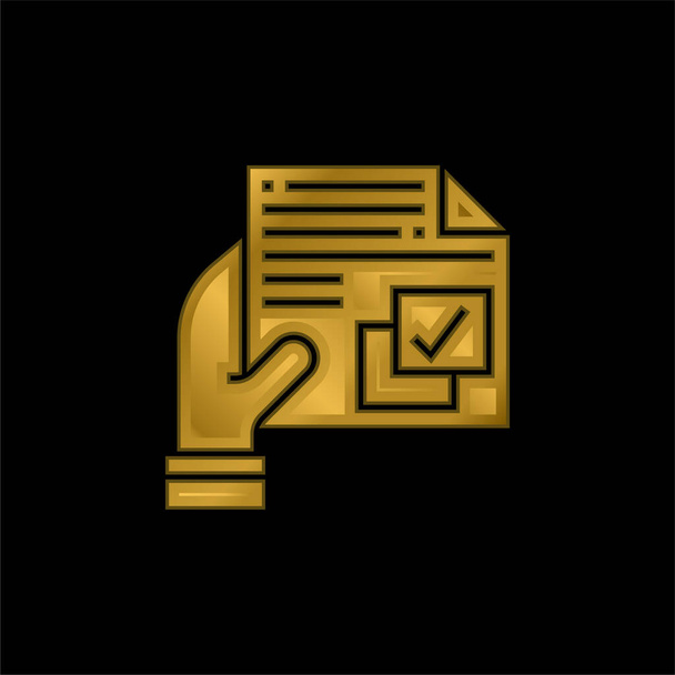Acuerdo chapado en oro icono metálico o logo vector - Vector, imagen