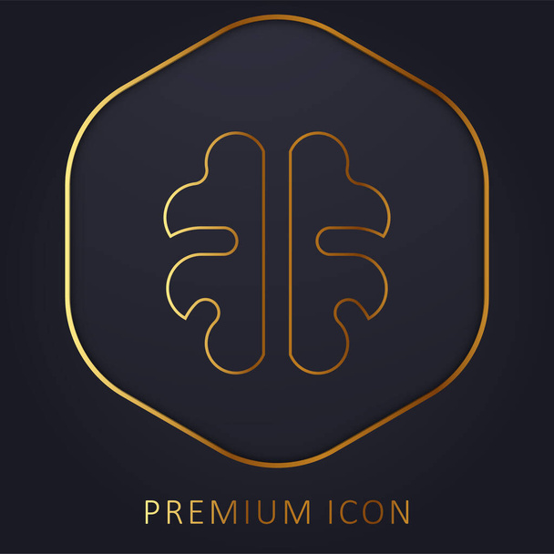 Brain golden line premium logo or icon - Vector, Image