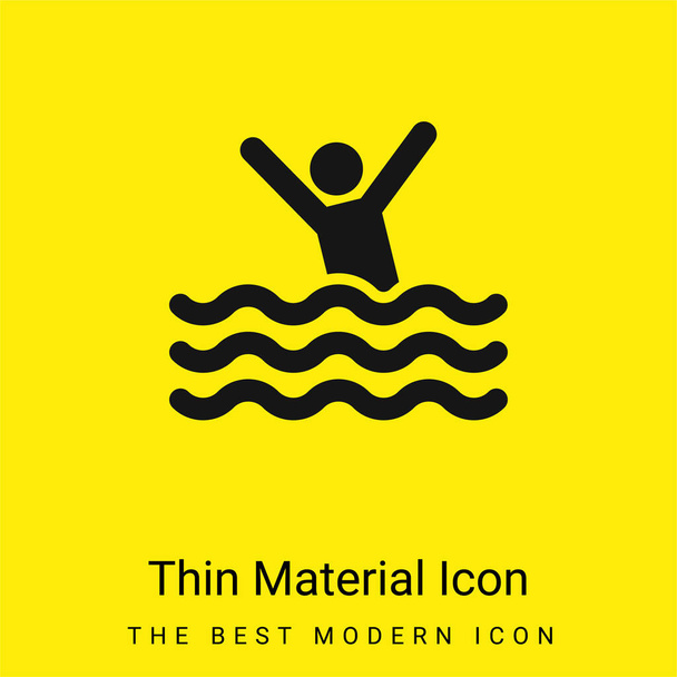 Playa mínimo icono de material amarillo brillante - Vector, Imagen