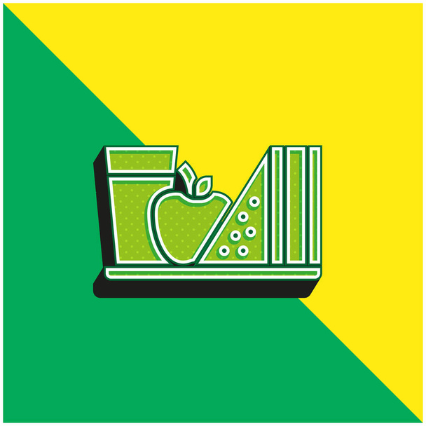 Aamiainen Vihreä ja keltainen moderni 3d vektori kuvake logo - Vektori, kuva