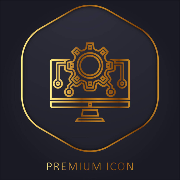 Algorithm golden line premium logo or icon - Vector, Image