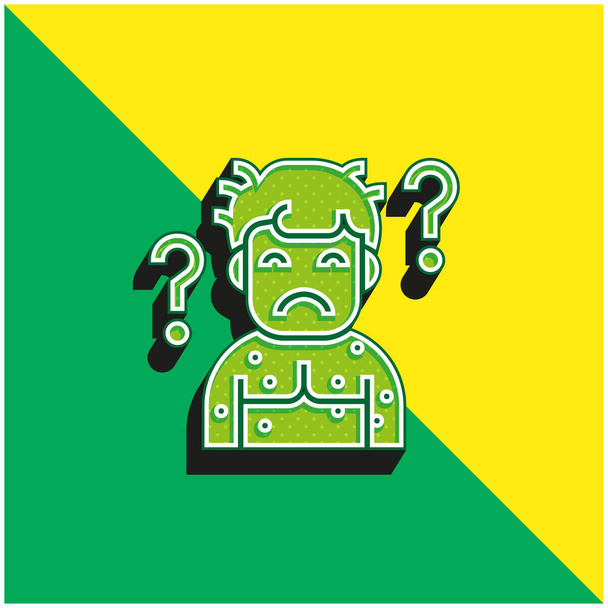 Anormal Verde e amarelo moderno logotipo vetor 3d ícone - Vetor, Imagem
