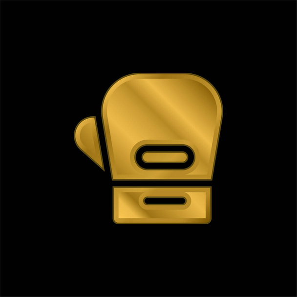 Guantes de Boxeo chapado en oro icono metálico o logo vector - Vector, imagen