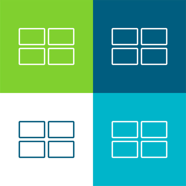 4 Rectangles Flat four color minimal icon set - Vector, Image