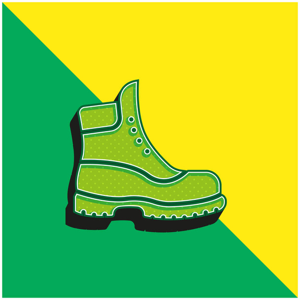 Boot Zöld és sárga modern 3D vektor ikon logó - Vektor, kép