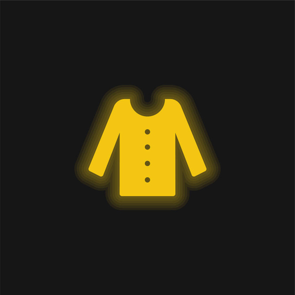 ボタン付きブラウス黄色のネオンアイコン - ベクター画像