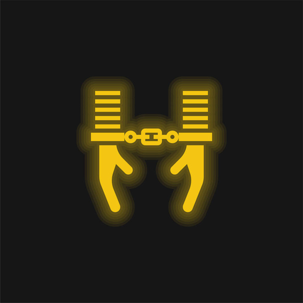 Arrest yellow glowing neon icon - Vector, Image