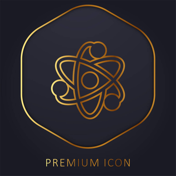Atom línea de oro logotipo premium o icono - Vector, Imagen