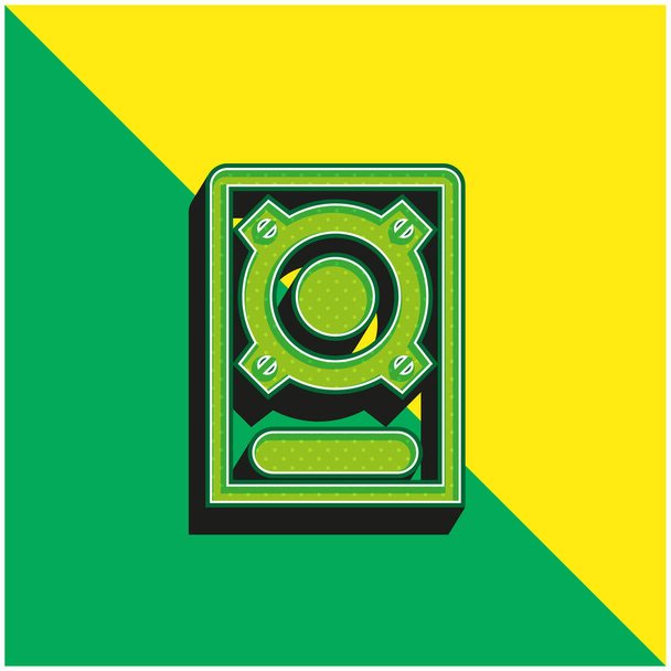 Boombox Speaker Groen en geel modern 3D vector icoon logo - Vector, afbeelding