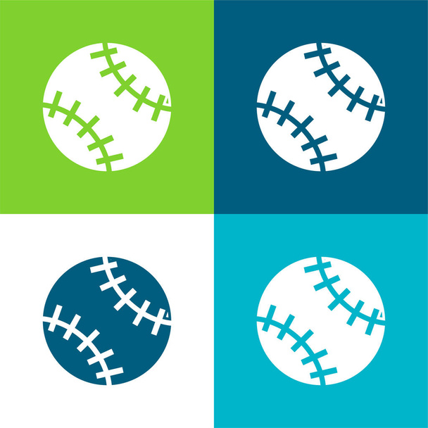 Μπέιζμπολ Ball Επίπεδη τέσσερις χρώμα ελάχιστο σύνολο εικονιδίων - Διάνυσμα, εικόνα