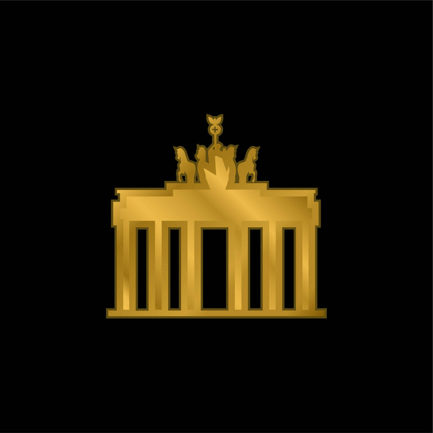 Brandenburg Kapısı altın kaplama metalik simge veya logo vektörü - Vektör, Görsel