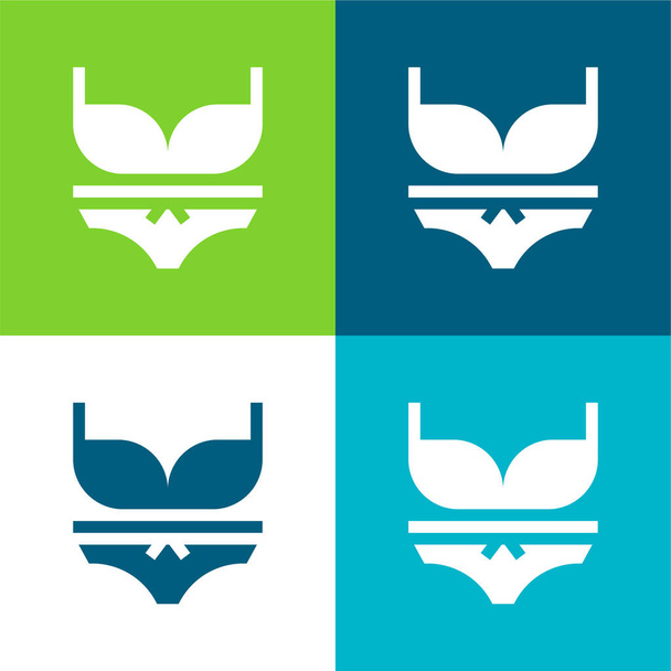 Bikini Flat vier kleuren minimale pictogram set - Vector, afbeelding