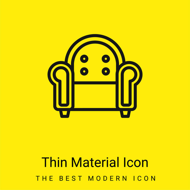 Poltrona mínima amarelo brilhante ícone material - Vetor, Imagem